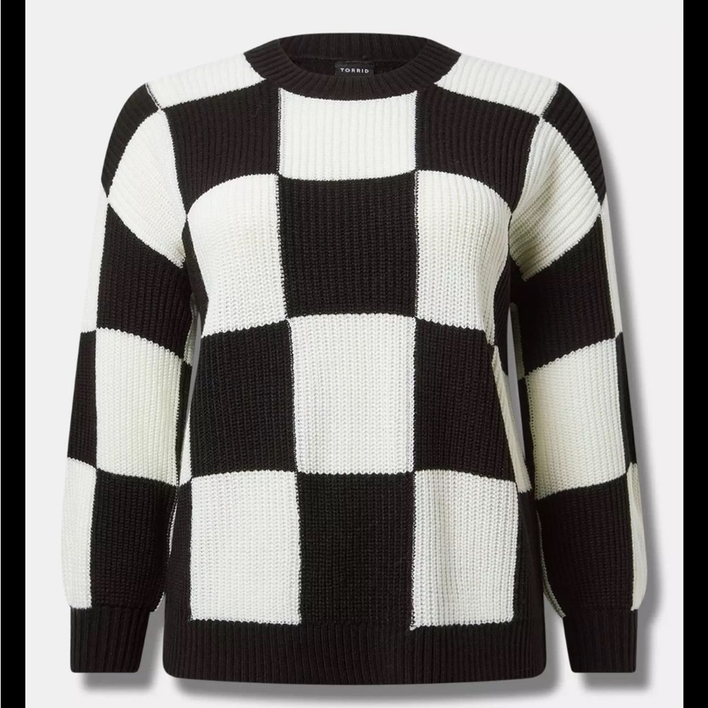 Torrid Black and White Crew Neck Sweater